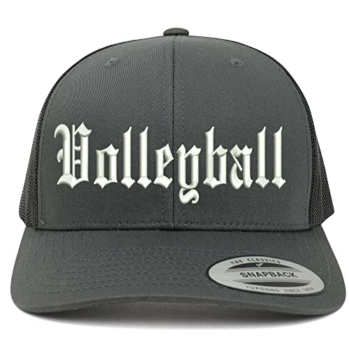 Trendy Apparel Shop Old English Volleyball 6 Panel Trucker Mesh Cap