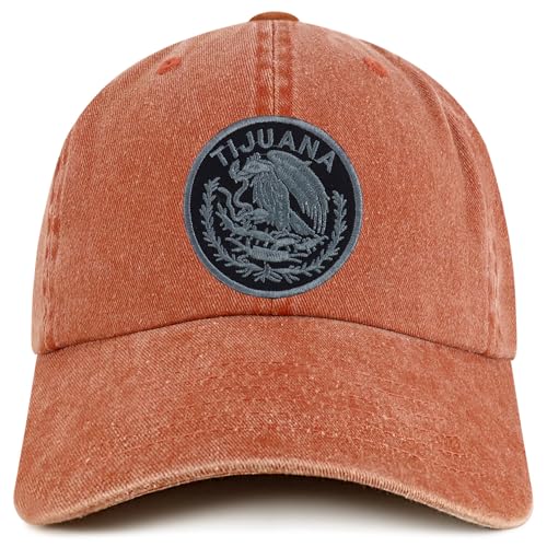 Trendy Apparel Shop Tijuana Mexico Charcoal Embroidered Patch Pigment Dyed Washed Baseball Cap