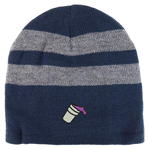 Trendy Apparel Shop Double Cup Morning Coffee Striped Short Beanie