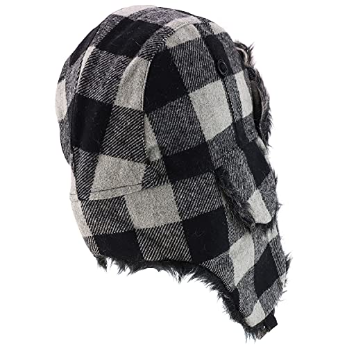 Trendy Apparel Shop Faux Fur Check Plaid Earflap Winter Trooper Hat