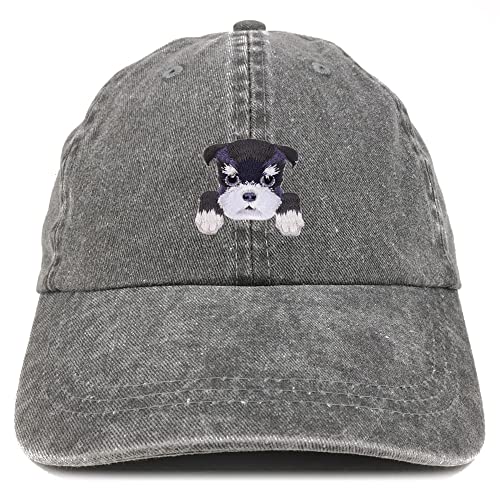 Trendy Apparel Shop Schnauzer Patch Pigment Dyed Washed Baseball Cap