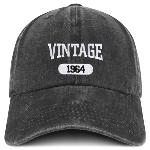 Trendy Apparel Shop Vintage 1964 Embroidered 60th Birthday Soft Crown Washed Cotton Cap