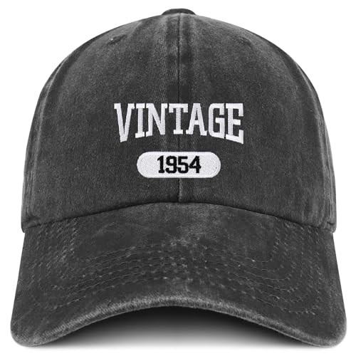 Trendy Apparel Shop Vintage 1954 Embroidered 70th Birthday Soft Crown Washed Cotton Cap