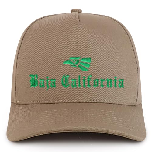 Trendy Apparel Shop Baja California Mexico City Embroidered 5 Panel Structured Baseball Cap
