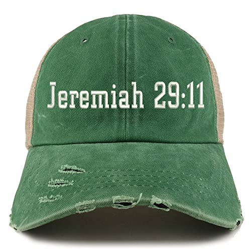 Trendy Apparel Shop Jeremiah 29:11 Frayed Bill Trucker Mesh Back Cap