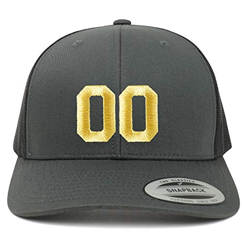 Trendy Apparel Shop Number 00 Gold Thread Embroidered Retro Trucker Mesh Cap