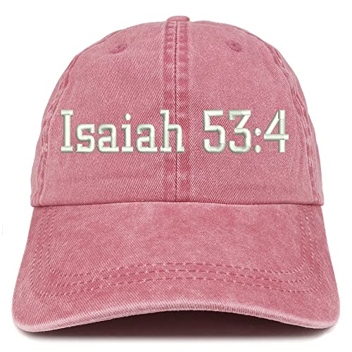 Trendy Apparel Shop Isaiah 53:4 Washed Pigment Dyed Baseball Cap