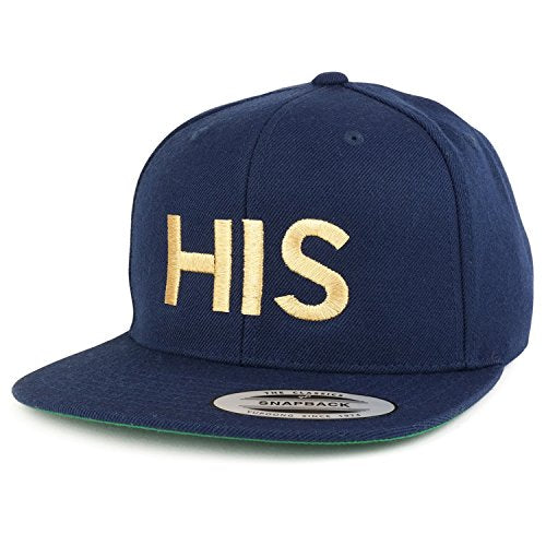 Trendy Apparel Shop His Gold Embroidered Flat Bill Structured Baseball Cap