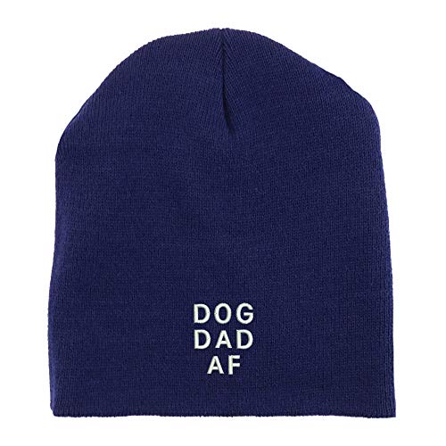 Trendy Apparel Shop Dog Dad Af Font Embroidered Made in USA Short Acrylic Knit Winter Beanie Hat