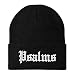 Trendy Apparel Shop Psalms Old English Embroidered Long Cuff Beanie