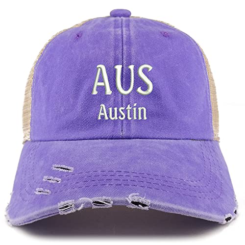 Trendy Apparel Shop AUS Austin Embroidered Frayed Bill Trucker Mesh Back Cap