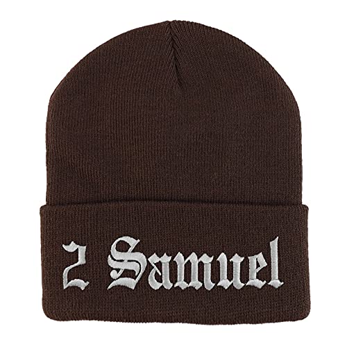Trendy Apparel Shop 2 Samuel Old English Embroidered Long Cuff Beanie
