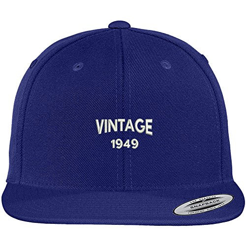 Trendy Apparel Shop Small Vintage 1949 Embroidered 70th Birthday Flat Bill Snapback Baseball Cap