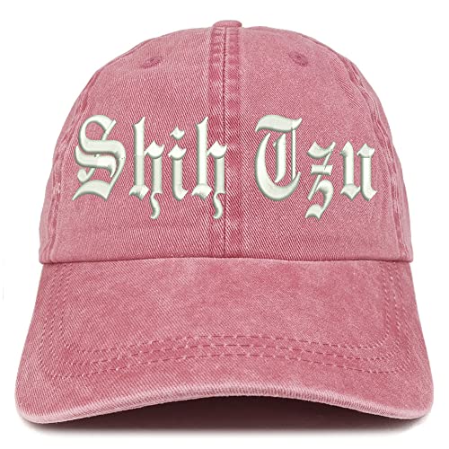 Trendy Apparel Shop Old English Shih Tzu Washed Pigment Dyed Baseball Cap