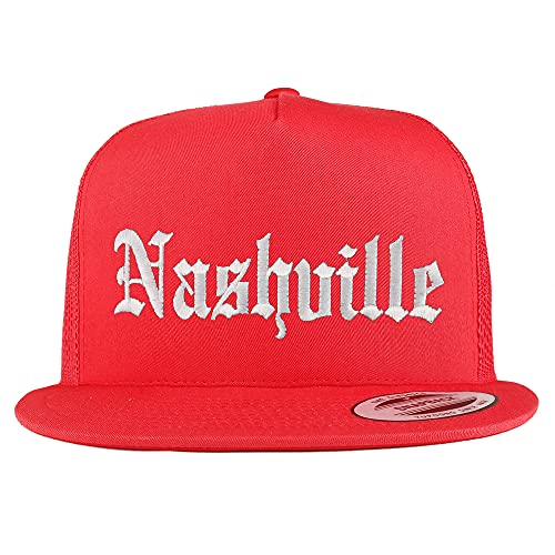 Trendy Apparel Shop Nashville Old English 5 Panel Flatbill Trucker Cap