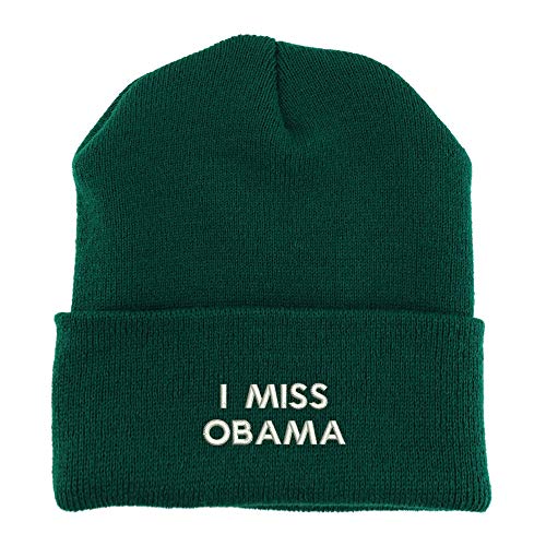 Trendy Apparel Shop I Miss Obama Embroidered Made in USA Cuff Folded Acylic Knit Winter Beanie Hat