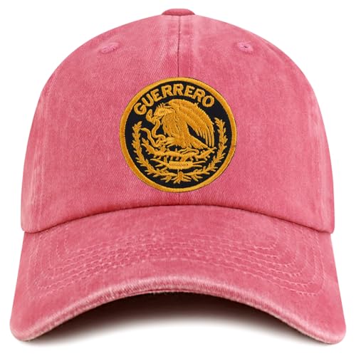 Trendy Apparel Shop Guerrero Mexico Gold Embroidered Patch Pigment Dyed Washed Baseball Cap