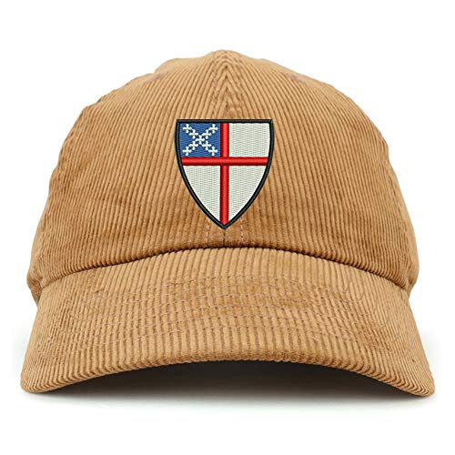 Trendy Apparel Shop Episcopal Shield Cotton Corduroy Unstructured Baseball Cap