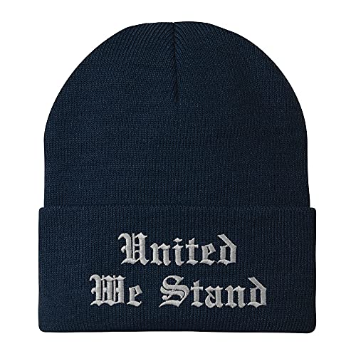 Trendy Apparel Shop United We Stand Old English Embroidered Long Cuff Beanie