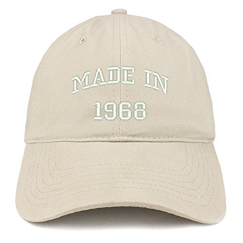 Trendy Apparel Shop Made in 1968 Text Embroidered 53rd Birthday Brushed Cotton Cap
