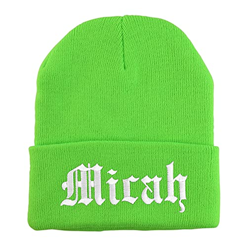 Trendy Apparel Shop Micah Old English Embroidered Long Cuff Beanie