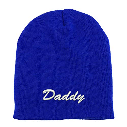 Trendy Apparel Shop Daddy Script Font Embroidered Made in USA Short Acrylic Knit Winter Beanie Hat