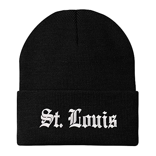 Trendy Apparel Shop St Louis Old English Embroidered Long Cuff Winter Beanie