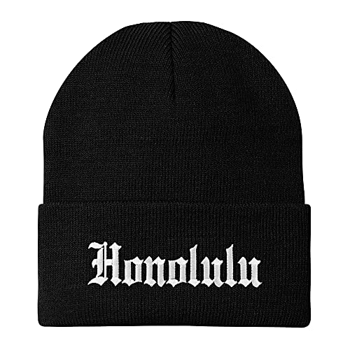 Trendy Apparel Shop Honolulu Old English Embroidered Long Cuff Beanie