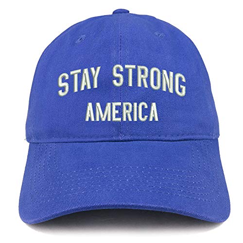 Trendy Apparel Shop Stay Strong America Embroidered Soft Crown Cotton Cap