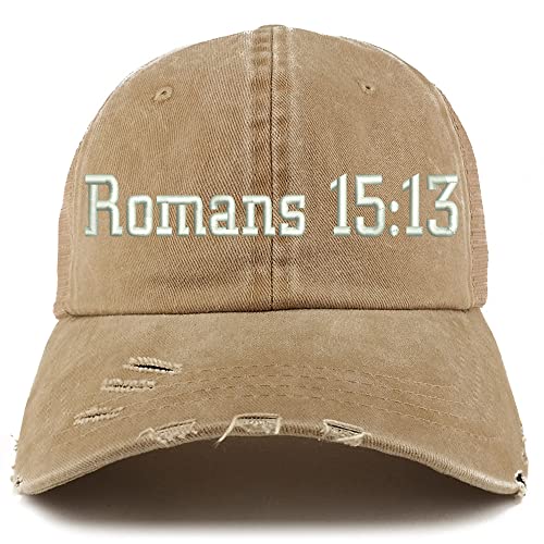 Trendy Apparel Shop Romans 15:13 Frayed Bill Trucker Mesh Back Cap
