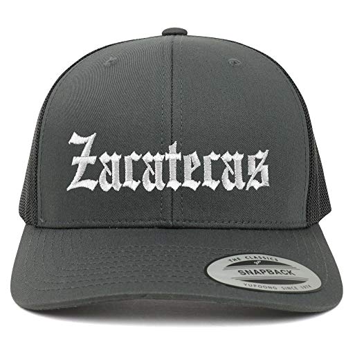 Trendy Apparel Shop Old English Zacatecas White Embroidered Retro Trucker Mesh Cap