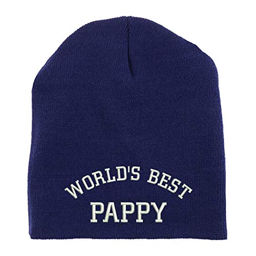 Trendy Apparel Shop World's Best Pappy Embroidered Made in USA Short Acrylic Knit Winter Beanie Hat