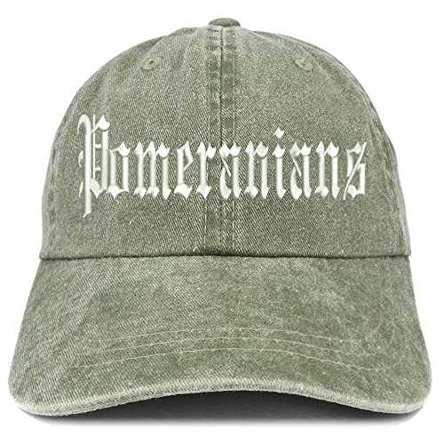 Trendy Apparel Shop Old English Pomeranians Washed Pigment Dyed Baseball Cap