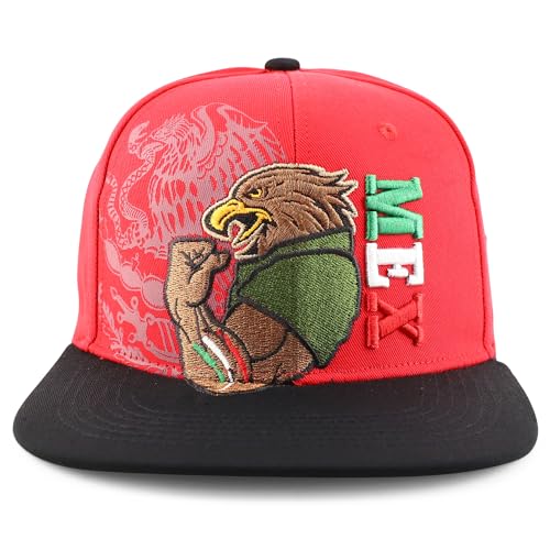 Trendy Apparel Shop Mexico Eagle Embroidered Flatbill Snapback Cap