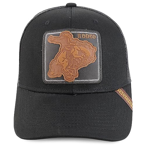 Trendy Apparel Shop Rodeo Patch Structured Curved Bill Mesh Snapback Baseball Cap