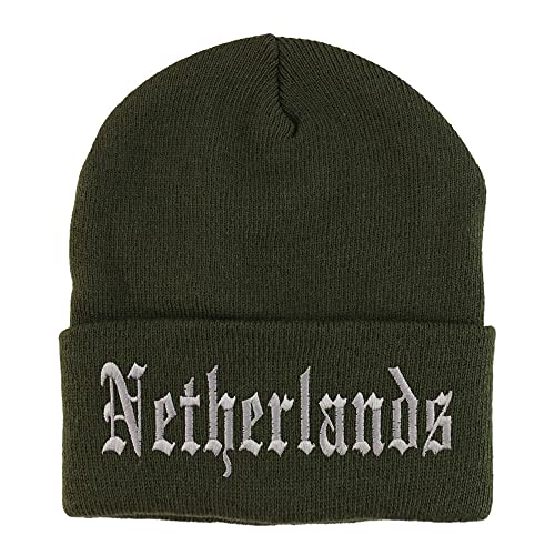 Trendy Apparel Shop Netherlands Old English Embroidered Long Cuff Beanie