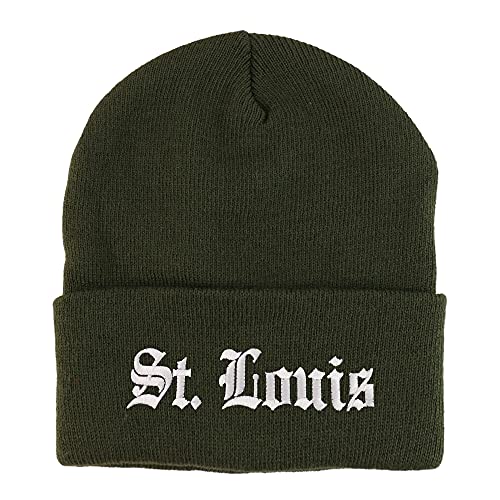 Trendy Apparel Shop St Louis Old English Embroidered Long Cuff Winter Beanie