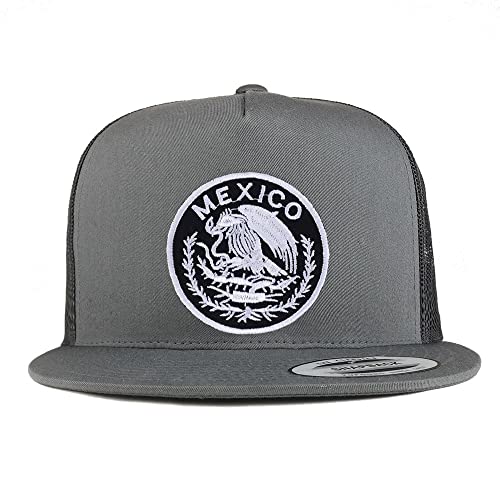 Trendy Apparel Shop Circular Mexico Patch 5 Panel Flatbill Trucker Cap