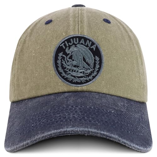 Trendy Apparel Shop Tijuana Mexico Charcoal Embroidered Patch Pigment Dyed Washed Baseball Cap