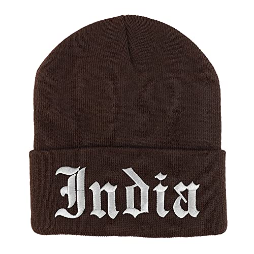 Trendy Apparel Shop India Old English Embroidered Long Cuff Winter Beanie