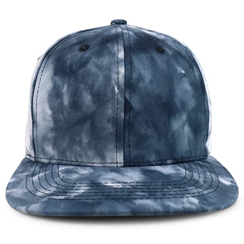 Trendy Apparel Shop Plain 100% Cotton Tie Dyed Pattern Flatbill Snapback Baseball Cap