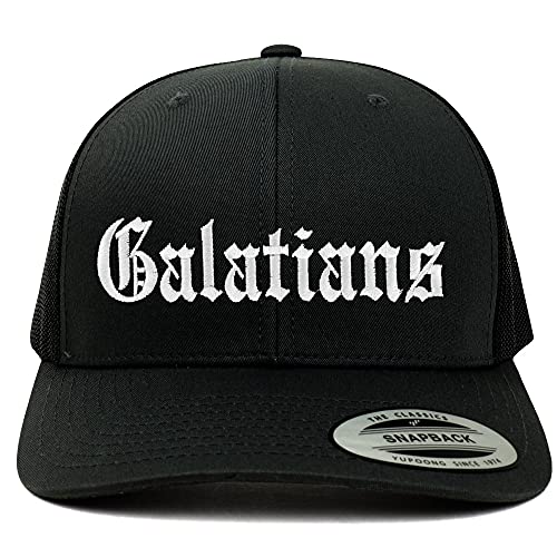 Trendy Apparel Shop Galatians Old English 6 Panel Trucker Mesh Cap