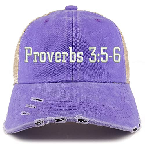 Trendy Apparel Shop Proverbs 3:5-6 Frayed Bill Trucker Mesh Back Cap