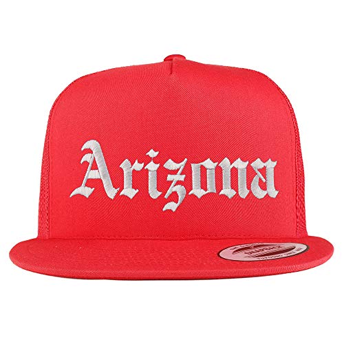 Trendy Apparel Shop Arizona State Old English 5 Panel Flatbill Trucker Mesh Cap
