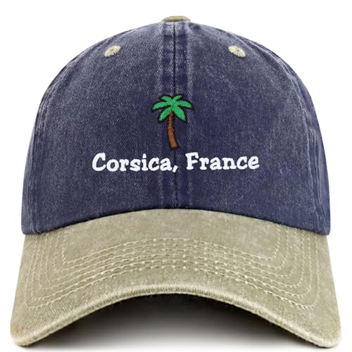 Trendy Apparel Shop Corsica France with Palm Tree Embroidered Pigment Dyed Cotton Baseball Cap