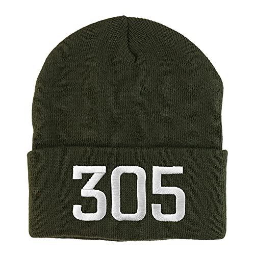 Trendy Apparel Shop Miami 305 Old English Embroidered Long Cuff Beanie