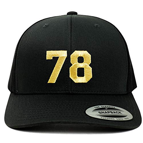 Trendy Apparel Shop Number 78 Gold Thread Embroidered Retro Trucker Mesh Cap