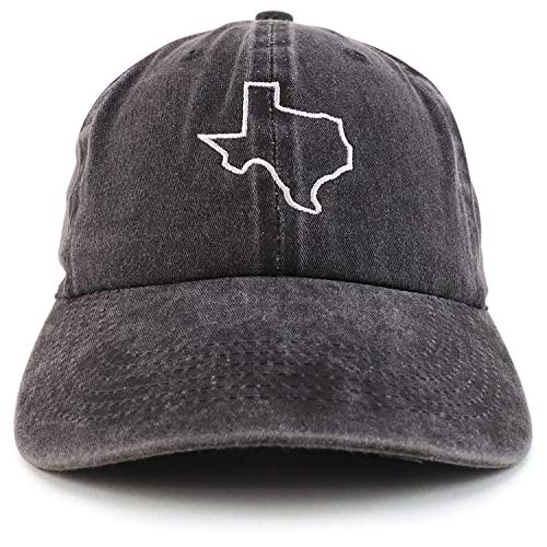 Trendy Apparel Shop Texas State Outline Embroidered Washed Cotton Adjustable Cap