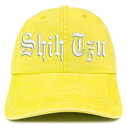 Trendy Apparel Shop Old English Shih Tzu Washed Pigment Dyed Baseball Cap
