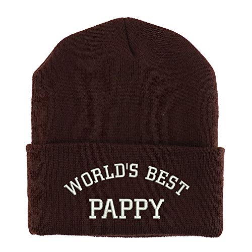 Trendy Apparel Shop World's Best Pappy Embroidered Made in USA Cuff Folded Acylic Knit Winter Beanie Hat